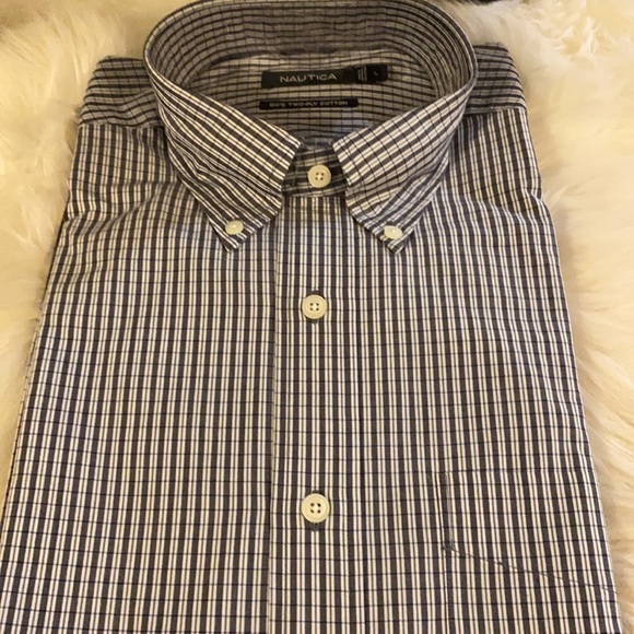 New Nautica plaid dress shirt men’s size large - Picture 3 of 4